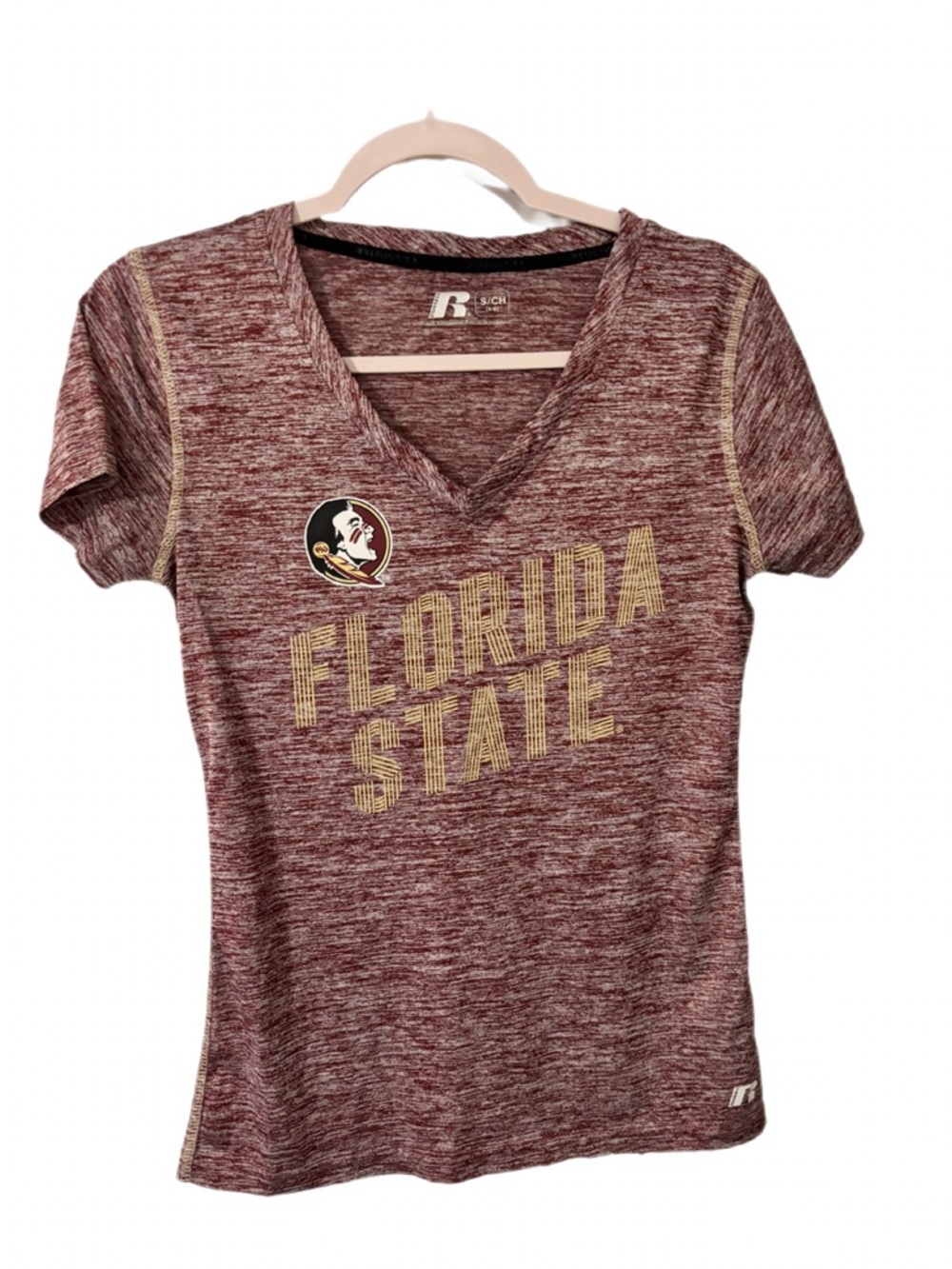 Russell Athletic Florida State Short Sleeve V-Neck Tee - Garnet/Gold